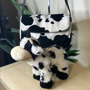 Cow Print Shoulder Bag and Plush Toy